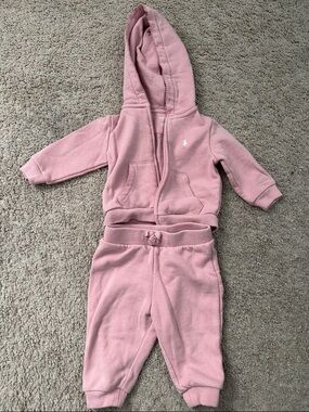Ralph Lauren Pink Baby Hoodie & Pants Matching Set 6 months